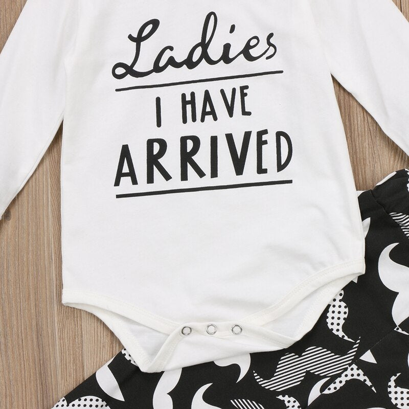 Letter Newborn Baby Boys Winter Clothes Long Sleeve Cotton Tops Romper Pants Leggings Hat Outfits Clothes Set 3PCS 0-18M - ebowsos