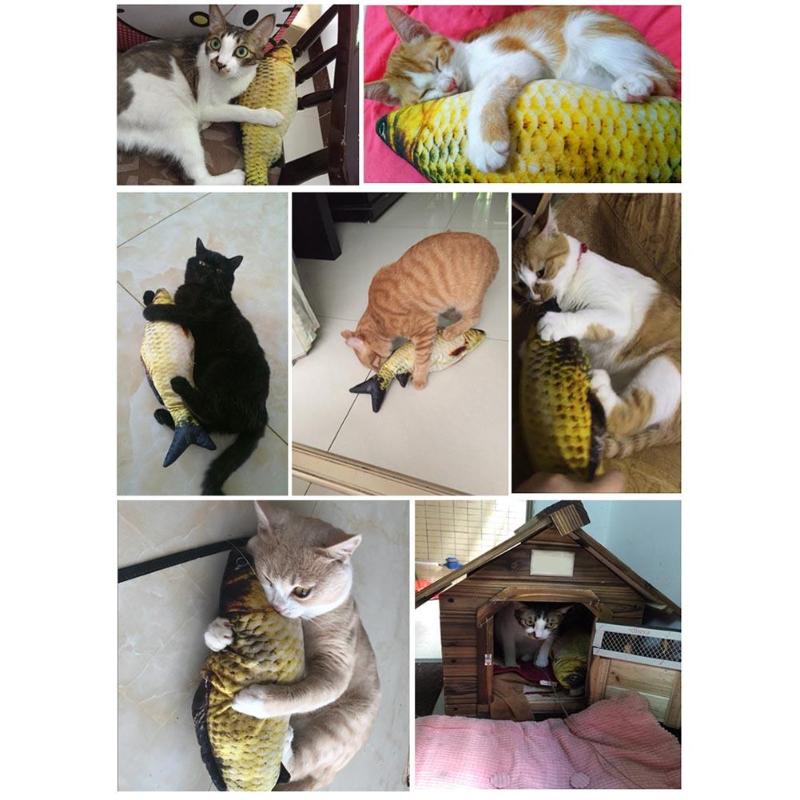 Lifelike Fish Shape Pet Cat Kitten Teaser Toy Simulation Fish Playing Toy D3 - ebowsos