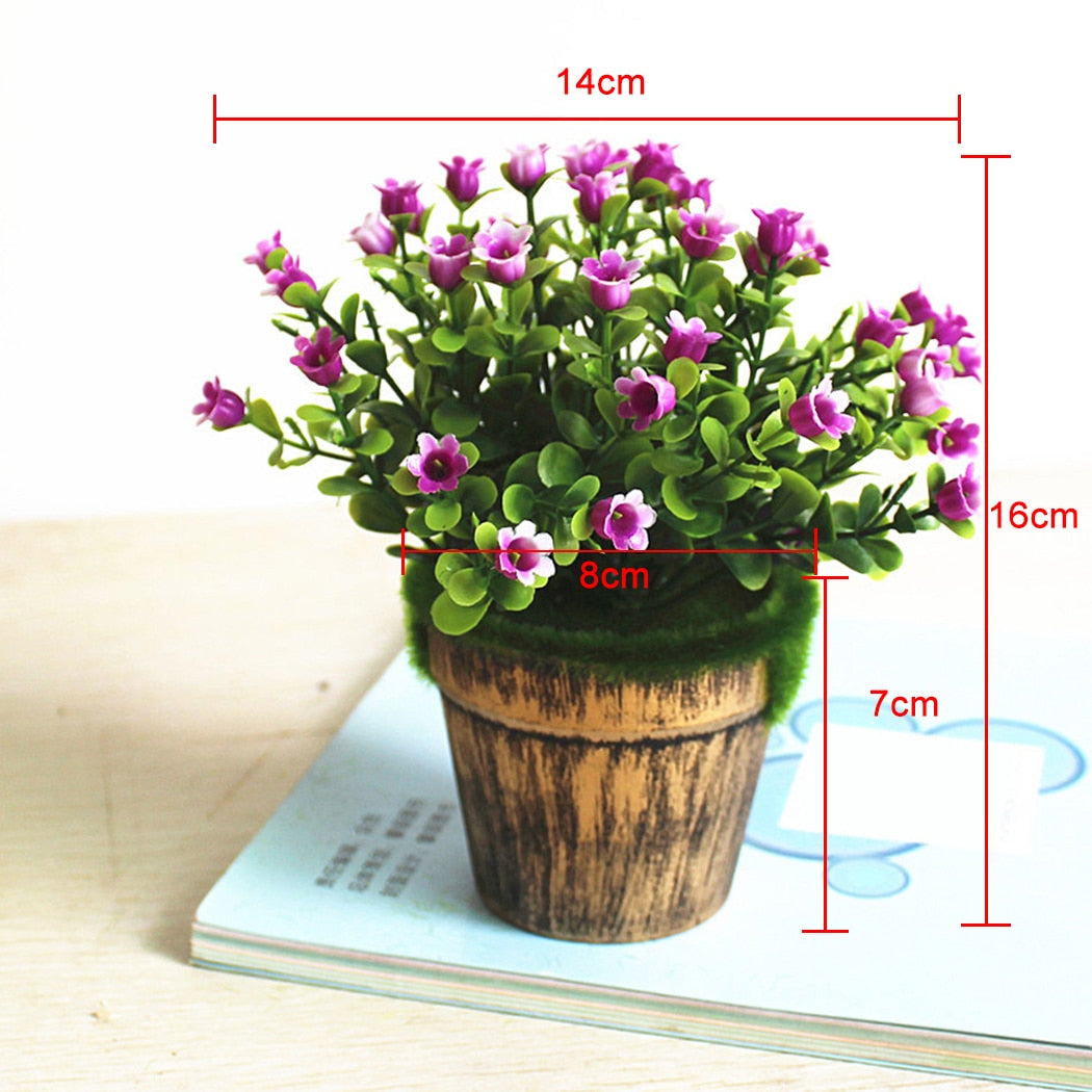 Lifelike Simulation Flowerpot Landscape Artificial Potted Plant Lovely Plastic Artificial Flower Home Decor Flower-ebowsos