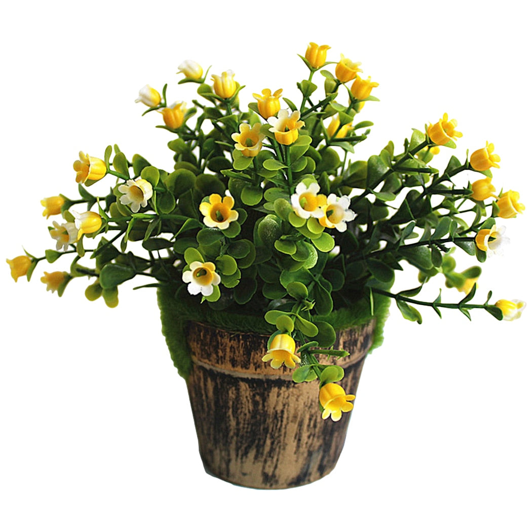 Lifelike Simulation Flowerpot Landscape Artificial Potted Plant Lovely Plastic Artificial Flower Home Decor Flower-ebowsos