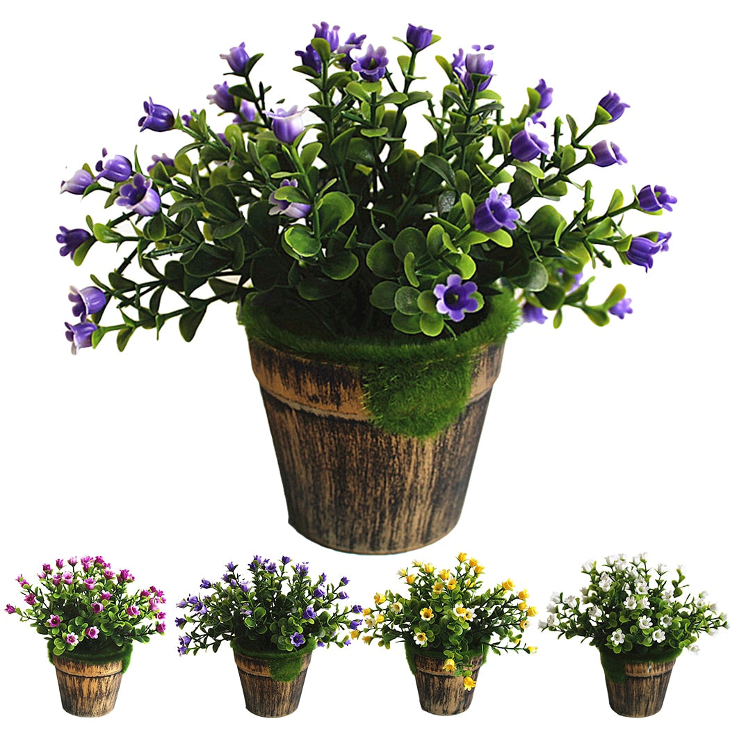 Lifelike Simulation Flowerpot Landscape Artificial Potted Plant Lovely Plastic Artificial Flower Home Decor Flower-ebowsos