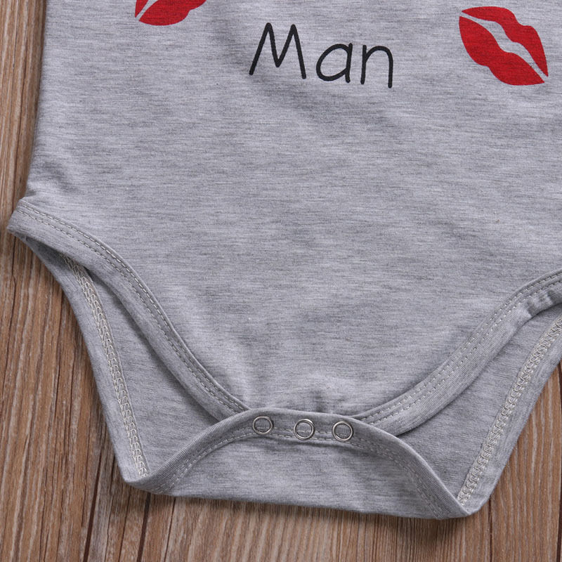 Lip print  Newborn Baby Girl Boy Jumpsuit Bodysuit Clothes Outfit Playsuit - ebowsos