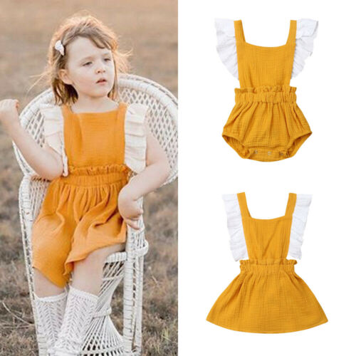 Little Sister Baby Girl Romper Big Sister Kids Dress Matching Summer Outfits Set - ebowsos