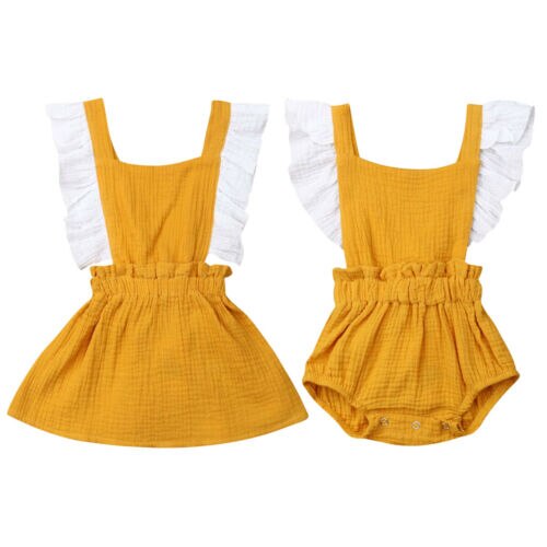 Little Sister Baby Girl Romper Big Sister Kids Dress Matching Summer Outfits Set - ebowsos