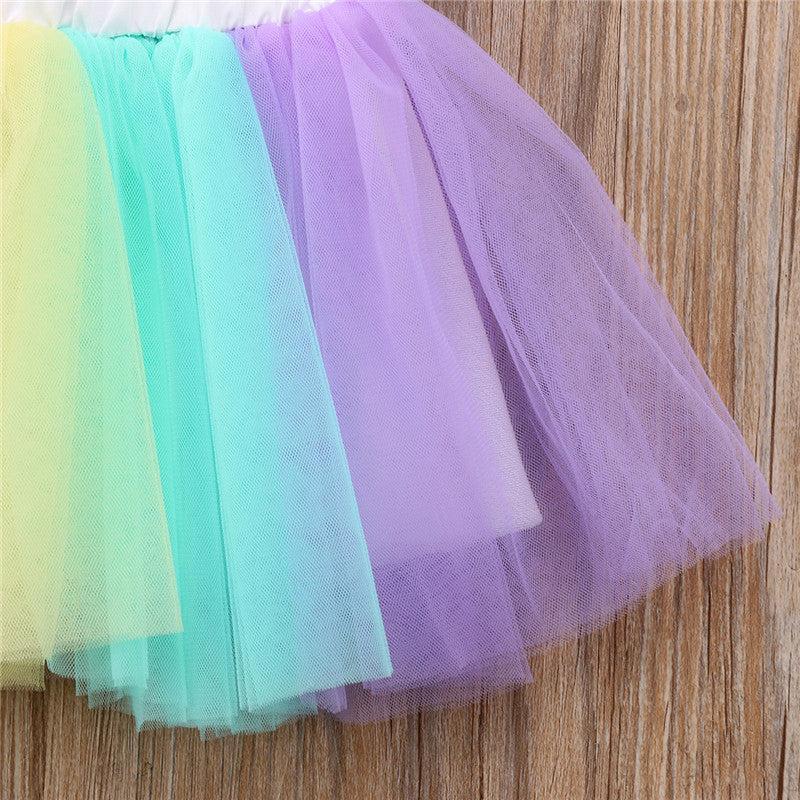 Lovely Baby Girls Mesh Pleated Skirts Kids Baby Girl Princess Dancewear Tulle Skirt Ballet Party Costume - ebowsos