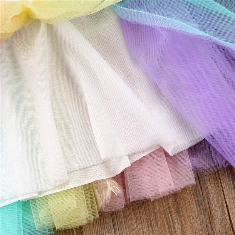 Lovely Baby Girls Mesh Pleated Skirts Kids Baby Girl Princess Dancewear Tulle Skirt Ballet Party Costume - ebowsos