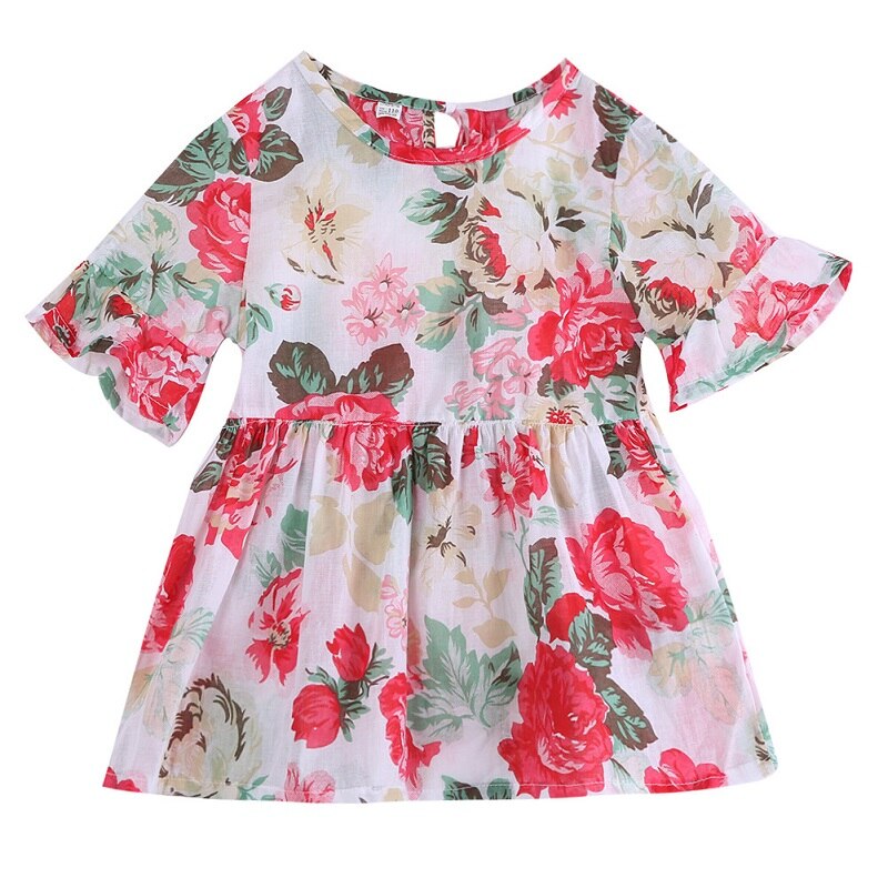 Lovely Baby Kids Girls Casual Princess Floral Flounced Sleeved Tops Blouse Dress - ebowsos