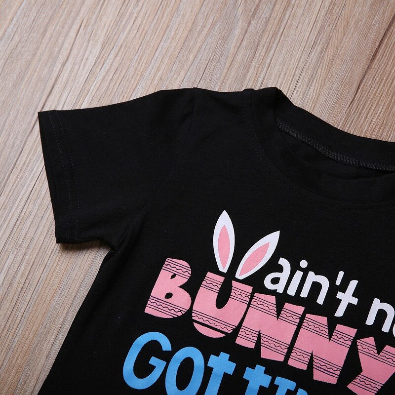 Lovely Bunny Baby Boy Girl Kids Summer Top T-shirt  Letter Casual Short Sleeve T-shirt Cotton T-shirt Tee Tops - ebowsos