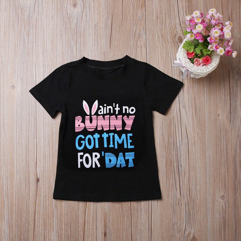 Lovely Bunny Baby Boy Girl Kids Summer Top T-shirt  Letter Casual Short Sleeve T-shirt Cotton T-shirt Tee Tops - ebowsos