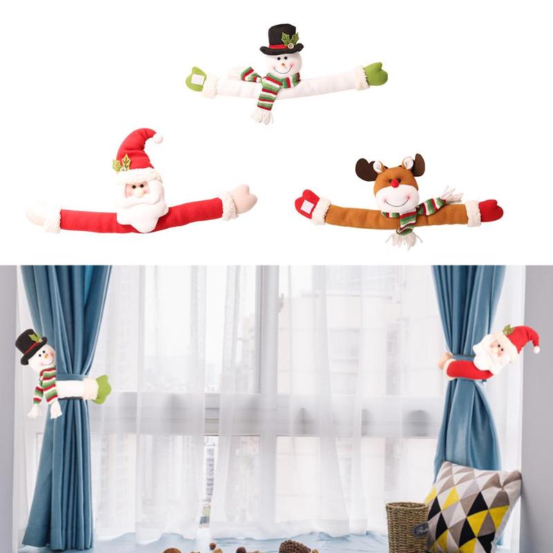 Lovely Cartoon Doll Curtain Buckle Christmas Santa Claus Snowman Elk Shaped Holder Curtain Decorative Accessories - ebowsos