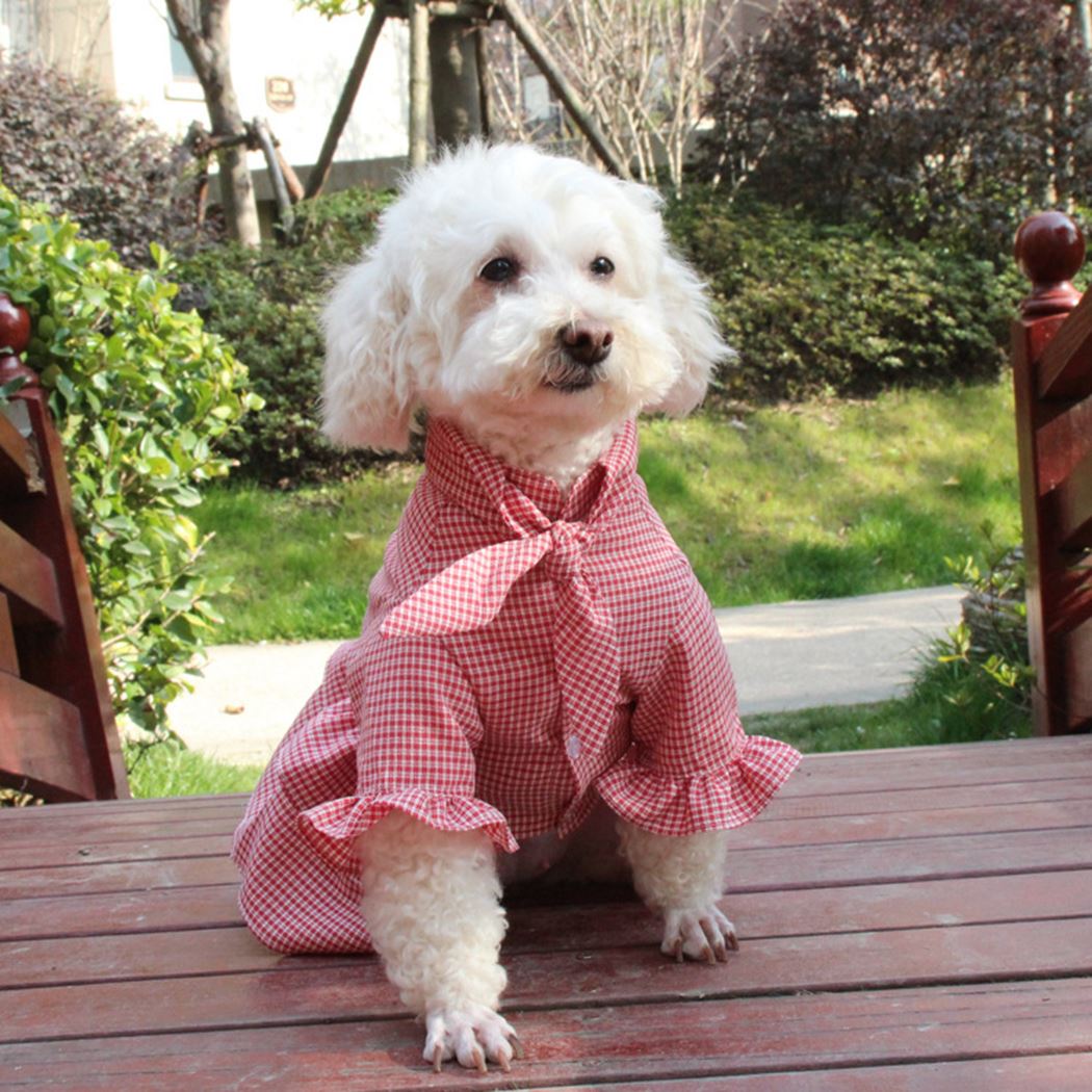 Lovely Checked Dog Dress Soft Breathable Pet Dress Pet Summer Dress Pink Pet Apparel For Small Dogs Party Clothing For Birthday-ebowsos