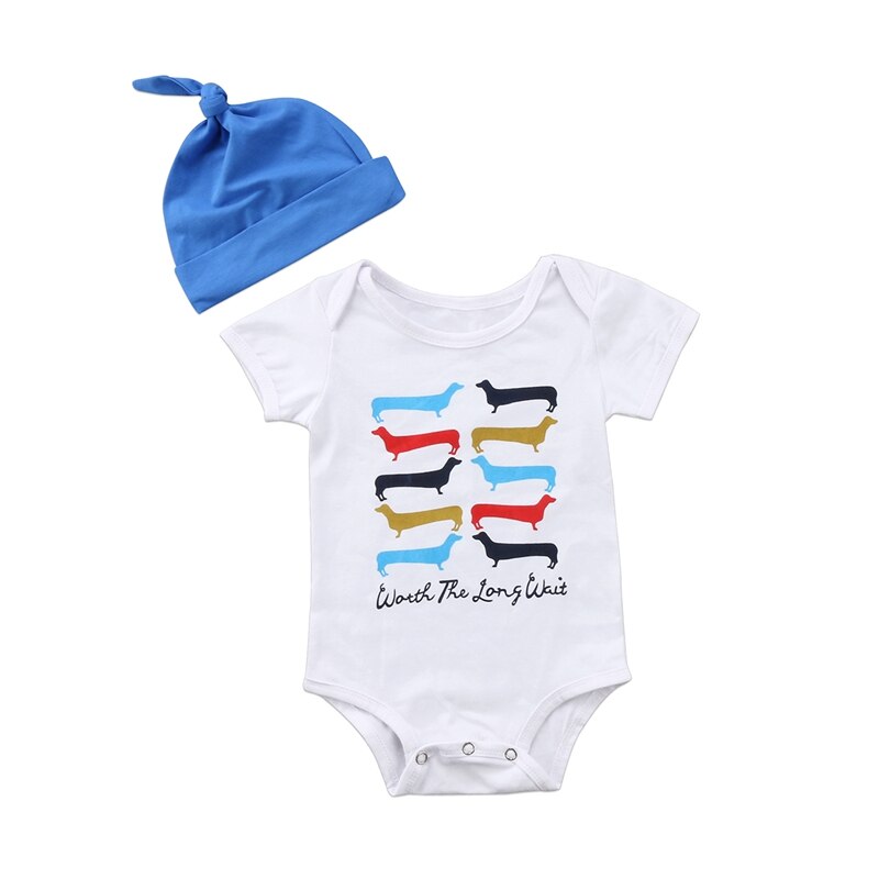 Lovely Dog Summer Children Clothing Cartoon Boys Girls Infant Toddler Newborn Headband Jumpsuit Bodysuit Outfits - ebowsos