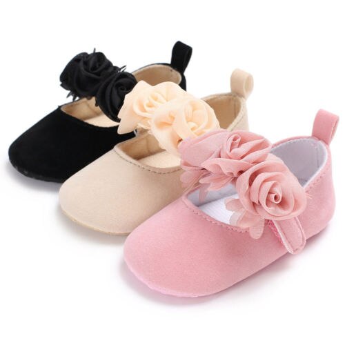 Lovely Floral Baby Newborn Toddler Girl Crib Shoes Pram Soft Sole Prewalker Anti-slip Baby Shoes 0-18M - ebowsos