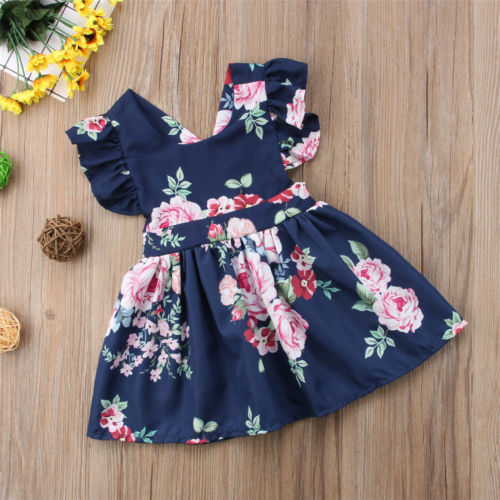 Lovely Kids Baby Girls Floral Backless Party Pageant Tutu Dress Sundress Clothes - ebowsos