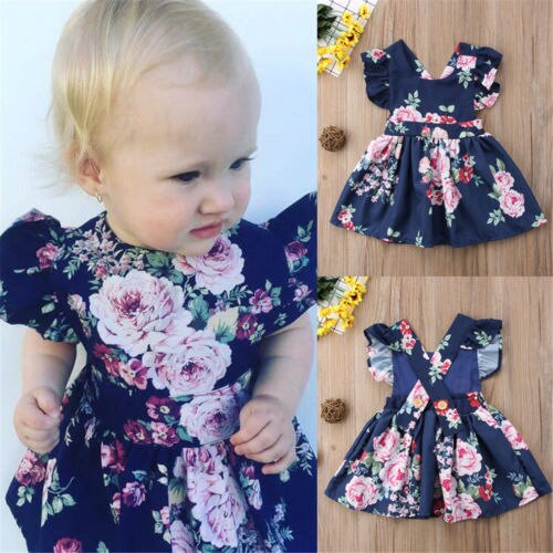 Lovely Kids Baby Girls Floral Backless Party Pageant Tutu Dress Sundress Clothes - ebowsos