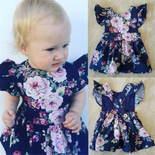 Lovely Kids Baby Girls Floral Backless Party Pageant Tutu Dress Sundress Clothes - ebowsos