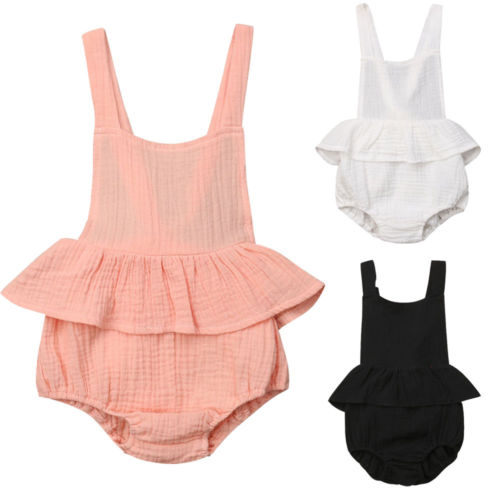 Lovely Newborn Infant Baby Girls Bow-knot Backless Romper Jumpsuit Cotton Outfit - ebowsos