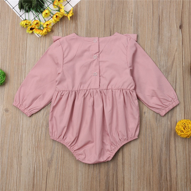 Lovely Newborn Infant Baby Girls Long Sleeves Ruffles Romper Jumpsuit Bodysuit Outfit - ebowsos