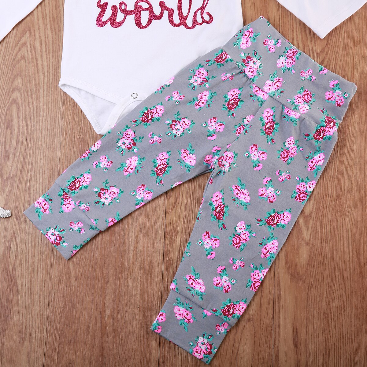 Lovely Newborn Kid Baby Girl Floral Clothes Jumpsuit Romper Bodysuit Pants Outfit Set - ebowsos