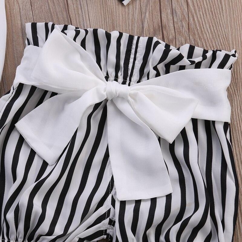 Lovely Summer Children Clothes Sets Cute Kids Baby Girl Romper Tops+Striped Shorts Bottoms Outfits Sunsuit - ebowsos