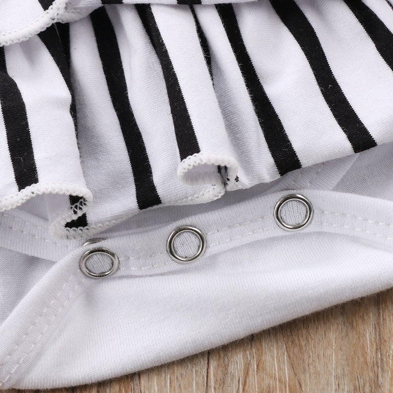 Lovely Summer Children Infant Baby Girl Jumpsuit Bow Tie Striped Outfit Sleeveless Cotton Bodysuit Clothes - ebowsos