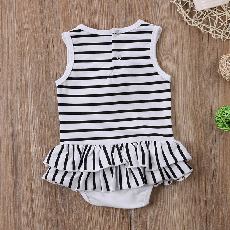 Lovely Summer Children Infant Baby Girl Jumpsuit Bow Tie Striped Outfit Sleeveless Cotton Bodysuit Clothes - ebowsos