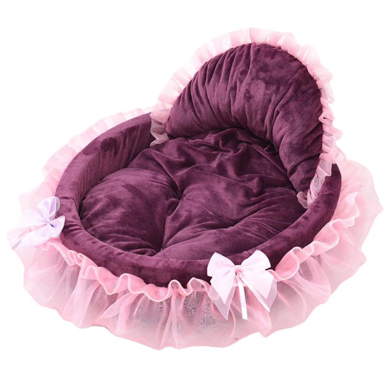 Luxury Lace Pet Bed To Improve Sleep Comfortable Pet Princess Cat Kitty Sofa Warm Dog Mattress Circular Pet Bed-ebowsos