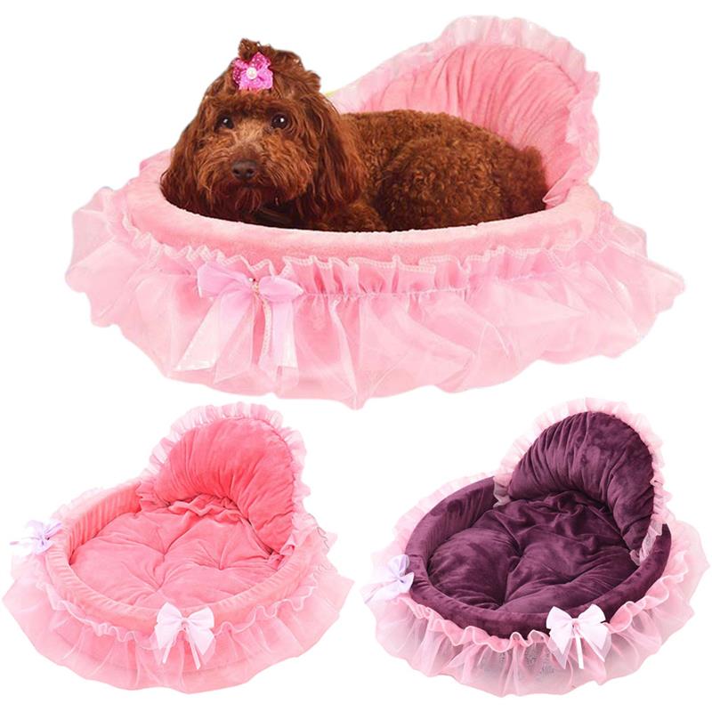 Luxury Lace Pet Bed To Improve Sleep Comfortable Pet Princess Cat Kitty Sofa Warm Dog Mattress Circular Pet Bed-ebowsos