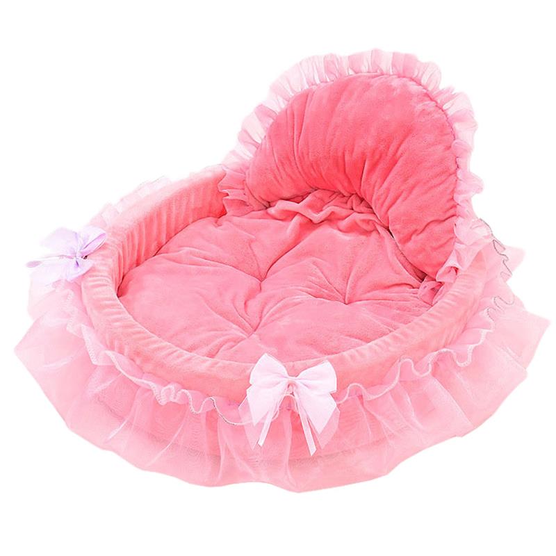 Luxury Lace Pet Bed To Improve Sleep Comfortable Pet Princess Cat Kitty Sofa Warm Dog Mattress Circular Pet Bed-ebowsos