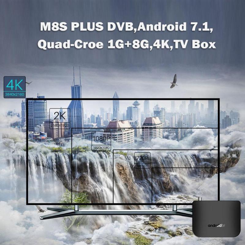 M8S PLUS DVB Smart TV Box Android 7.1 Amlogic S905D Quad-Croe 1G+8G 2.4G 100M 4K H.265 WIFI Set-top Box Media Player Promotion - ebowsos