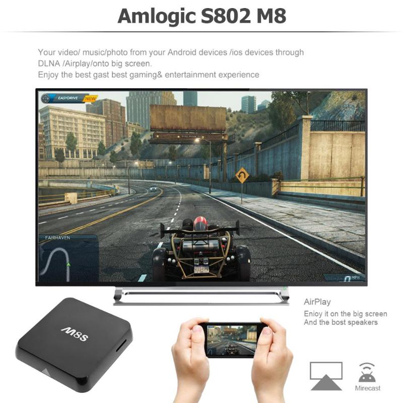 M8S Smart TV Box Android 4.4 Amlogic S802 Quad Core 2G+8G 2.4G+5G WiFi Bluetooth Set-top Box Media Player with Remote Control - ebowsos