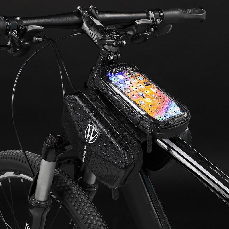 MTB Bike Bag 6" Touchscreen Bicycle Frame Saddle Bag Cycling Top Waterproof Tube Bag Phone Case Bike Accessories-ebowsos