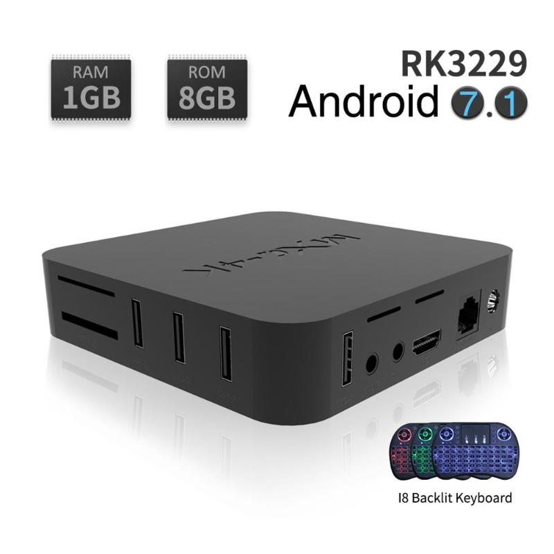 MXQ 4K Android 7.1 Smart TV Box Rockchip RK3229 Quad Core 1G+8G 2.4G WIFI DLNA Set-top Box Media Player High Quality Accessory - ebowsos