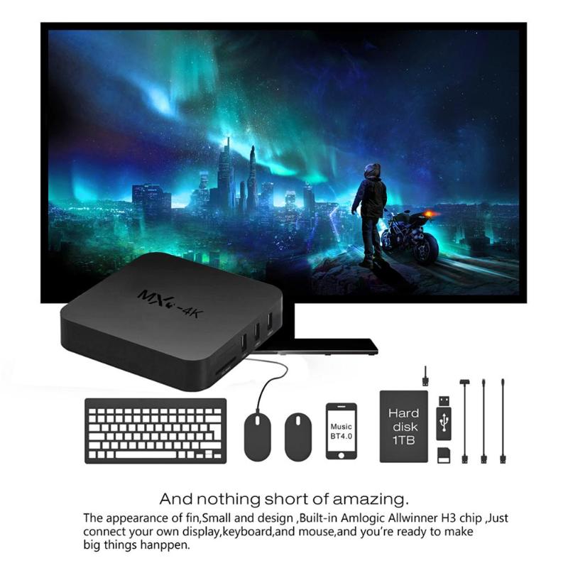 MXQ 4K Android 7.1 Smart TV Box Rockchip RK3229 Quad Core 1G+8G 2.4G WIFI DLNA Set-top Box Media Player High Quality Accessory - ebowsos