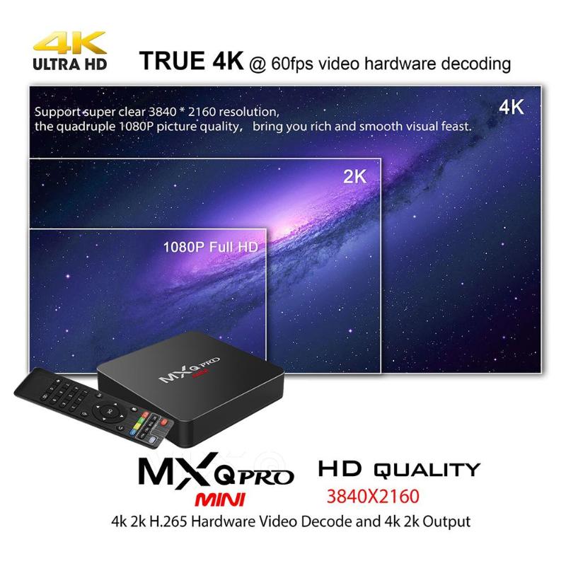 MXQ Pro MINI Android7.1 Smart TV Box 2GB+16GB Amlogic S905W Quad Core 4K Set-top Box Media Player High Quality Set-top Box - ebowsos