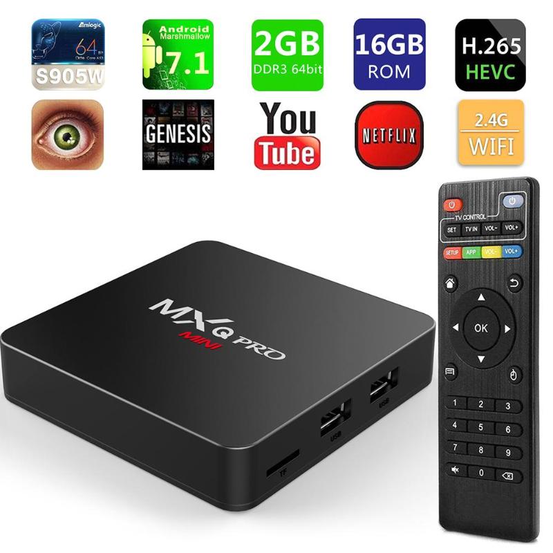 MXQ Pro MINI Android7.1 Smart TV Box 2GB+16GB Amlogic S905W Quad Core 4K Set-top Box Media Player High Quality Set-top Box - ebowsos