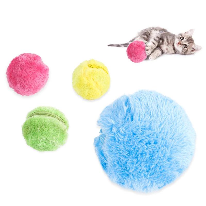 Magic Roller Ball Toys Nontoxic Safe Automatic Activation Automatic Ball Chew Plush Floor Clean Toys for Pet Ball Supplies - ebowsos