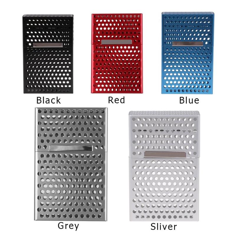 Magnetic Aluminum Alloy Hollow 20 Cigarette Holder Protector Card Case Cigar Cigarette Tobacco Holder Storage Case Pocket Box - ebowsos