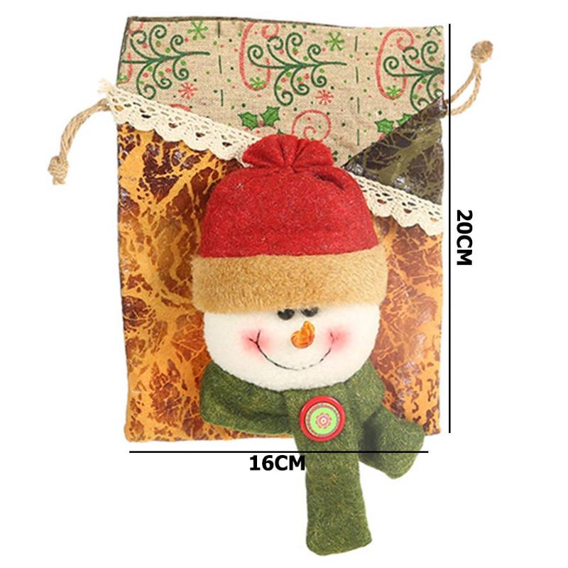 Merry Christmas Leather Drawstring Apple Bag 3D Design Doll Children Candy Gift Bag Home Party Decoration Accessories - ebowsos