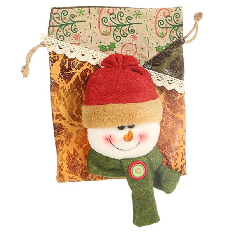 Merry Christmas Leather Drawstring Apple Bag 3D Design Doll Children Candy Gift Bag Home Party Decoration Accessories - ebowsos