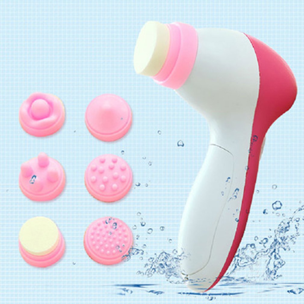 Messager 6-in-1 Facial Beauty Instrument Tools Face Washing Vibration Massage Beauty Lotus Massager Facial Cleansing Brushes - ebowsos