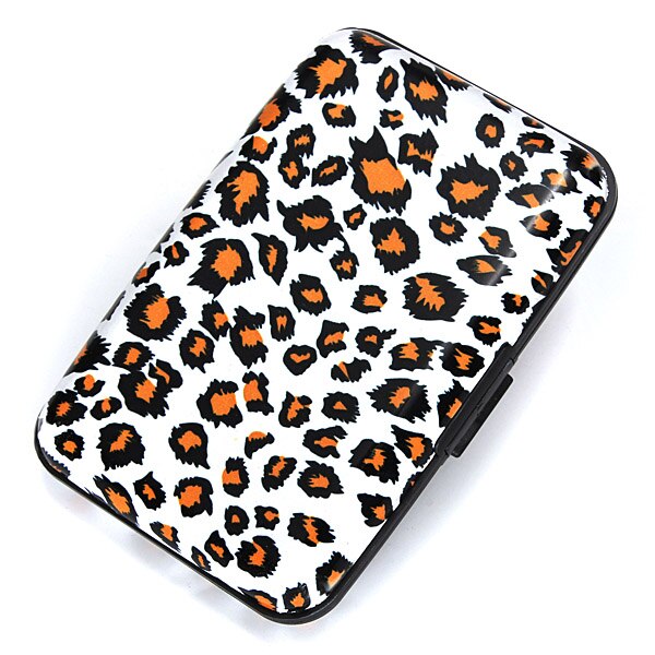 Metal Aluminum Business ID Credit Card Case Wallet - White leopard - ebowsos