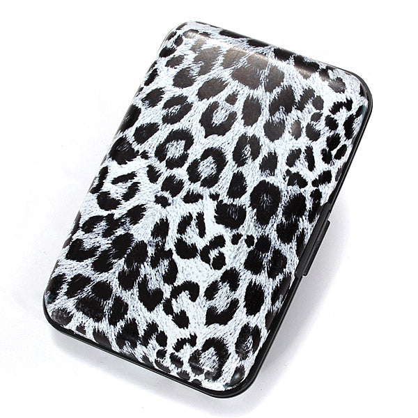 Metal Aluminum Business ID Credit Card Case Wallet - White leopard - ebowsos