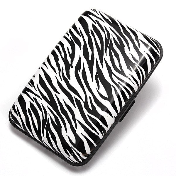 Metal Aluminum Business ID Credit Card Case Wallet - White leopard - ebowsos