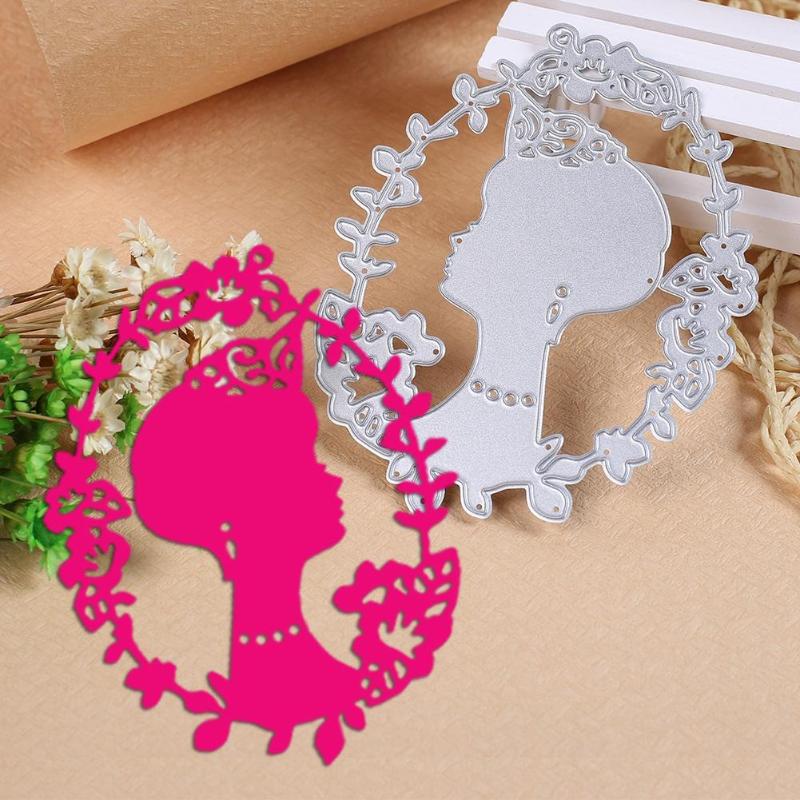 Metal DIY Wreath Woman Cutting Dies Stencils Scrapbook Card Making Craft - ebowsos