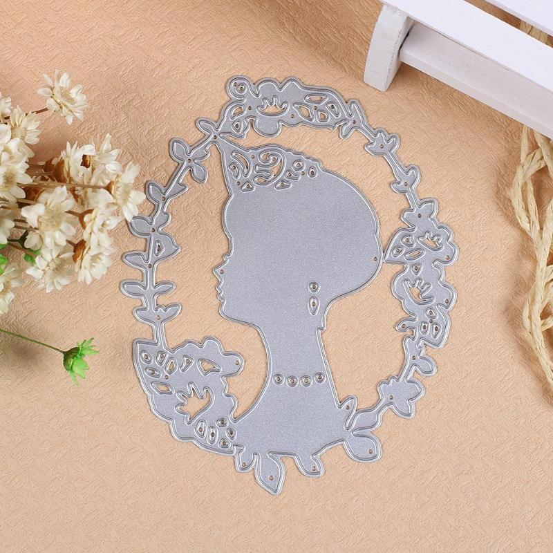 Metal DIY Wreath Woman Cutting Dies Stencils Scrapbook Card Making Craft - ebowsos