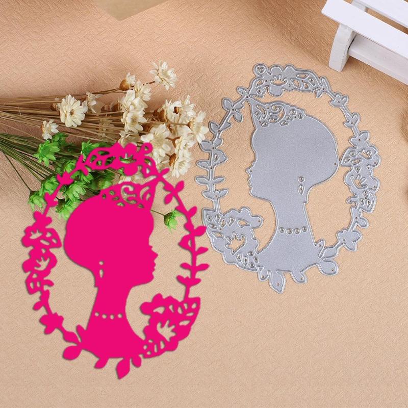 Metal DIY Wreath Woman Cutting Dies Stencils Scrapbook Card Making Craft - ebowsos