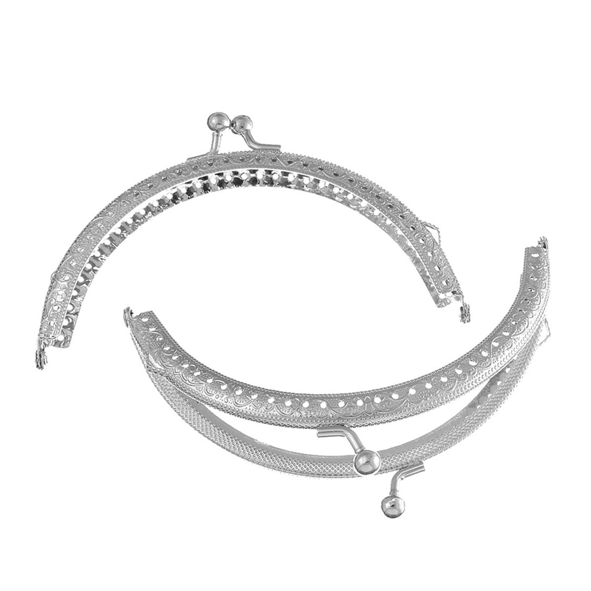 Metal Frame Kiss Clasp Lock Arch For Purse Bag Silver Tone 1pc Approx: 12.6cm x7.7cm(5inch x3inch) - ebowsos