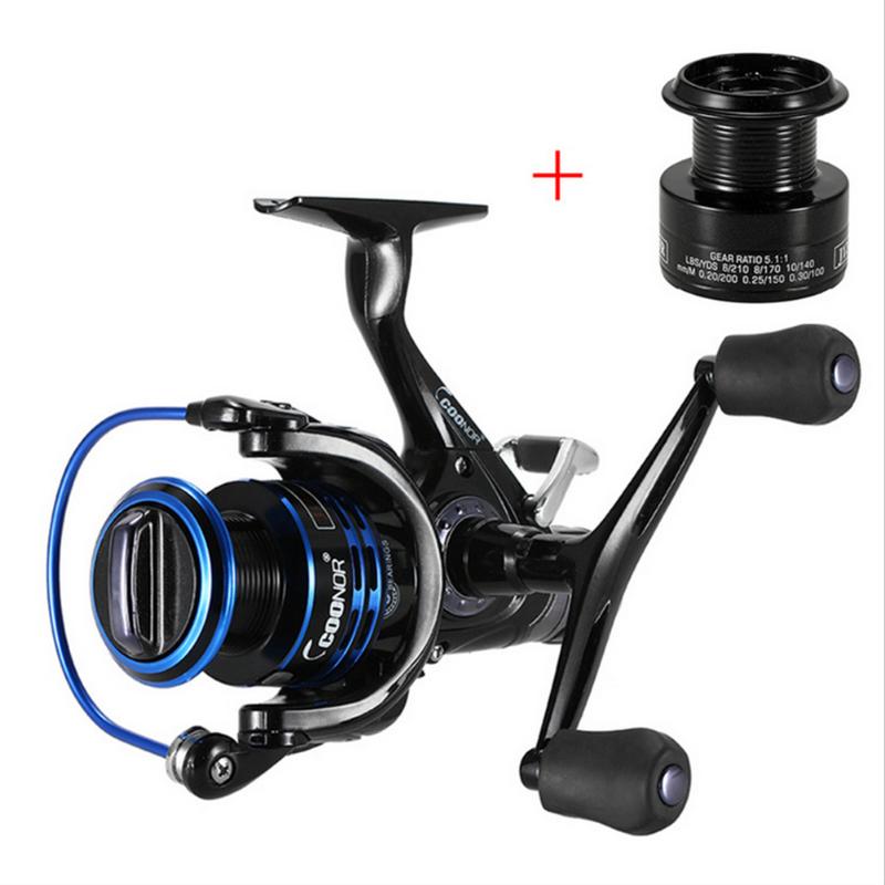 Metal Head 5.1:1 Front Rear Dual Brake System T-shaped Handles 9+1BB Spinning Fishing Reel Carp Fishing Angling Tackle Tools-ebowsos