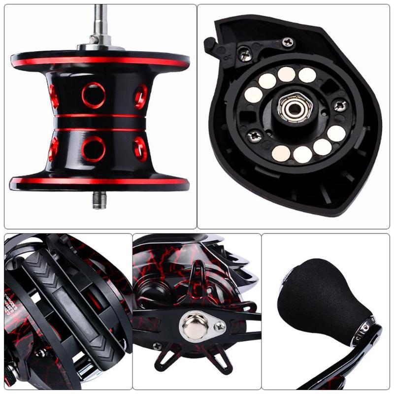 Metal Low Profile Baitcasting Fishing Reel 18+1 Bearing 7.1:1 Speed Ratio Casting Fish Reels Left Hand Fish Wheel Tackle-ebowsos